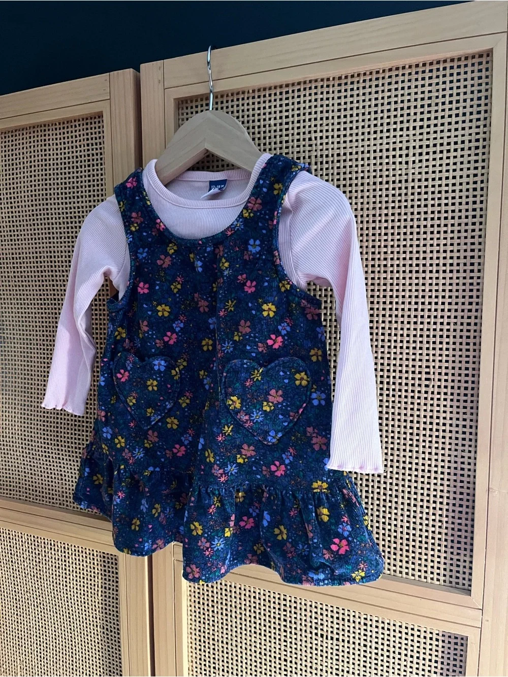 Old Navy 12-18M Navy Floral Dress with Light Pink Top